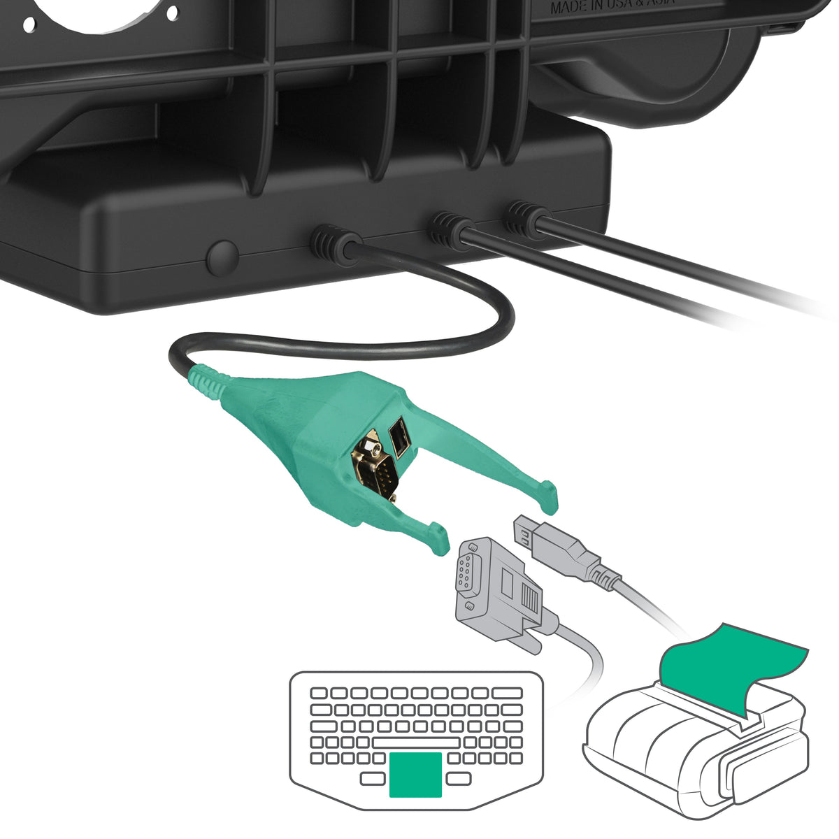 RAM Mounts power + data & DB9 dock for Honeywell ScanPal EDA10A tablet – further view