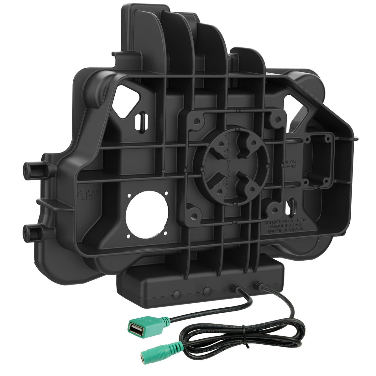 RAM Mounts key-locking power + data dock for Honeywell ScanPal EDA10A tablet – another angle