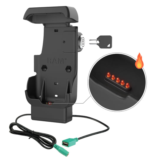 RAM Mounts key-locking powered dock + USB-a with heated pins for Honeywell CT40, CT45 and CT47 – alternative view
