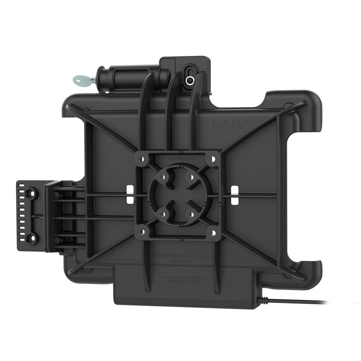 RAM Mounts key-locking powered dock for Honeywell RT10 rugged tablet – another angle