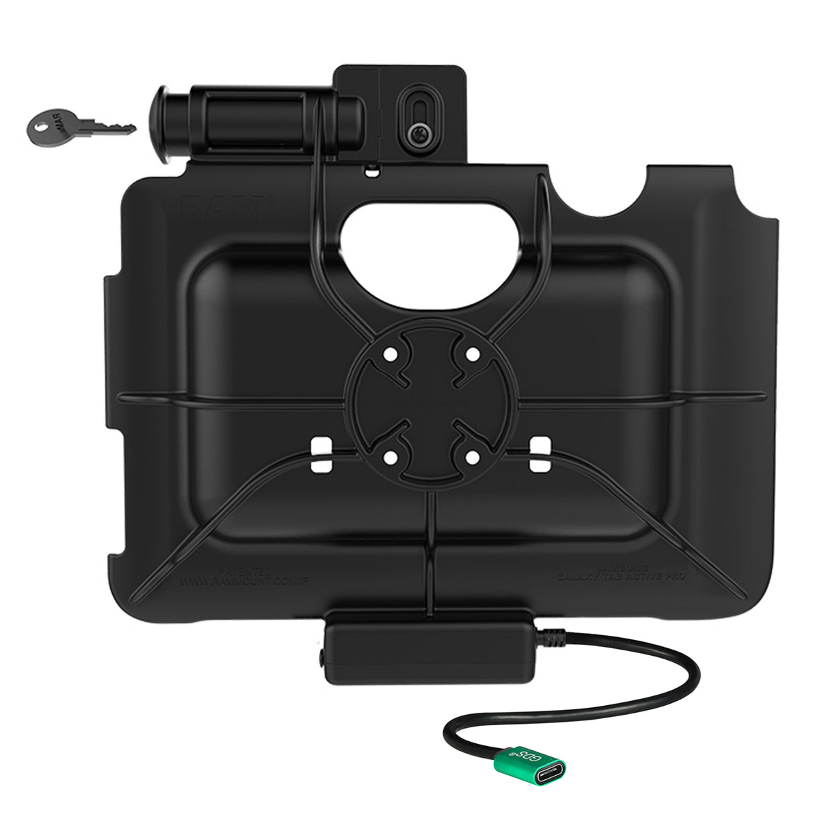 RAM Mounts Locking USB-C Powered Dock for Samsung Tab Active5 Pro and 4 Pro – another angle