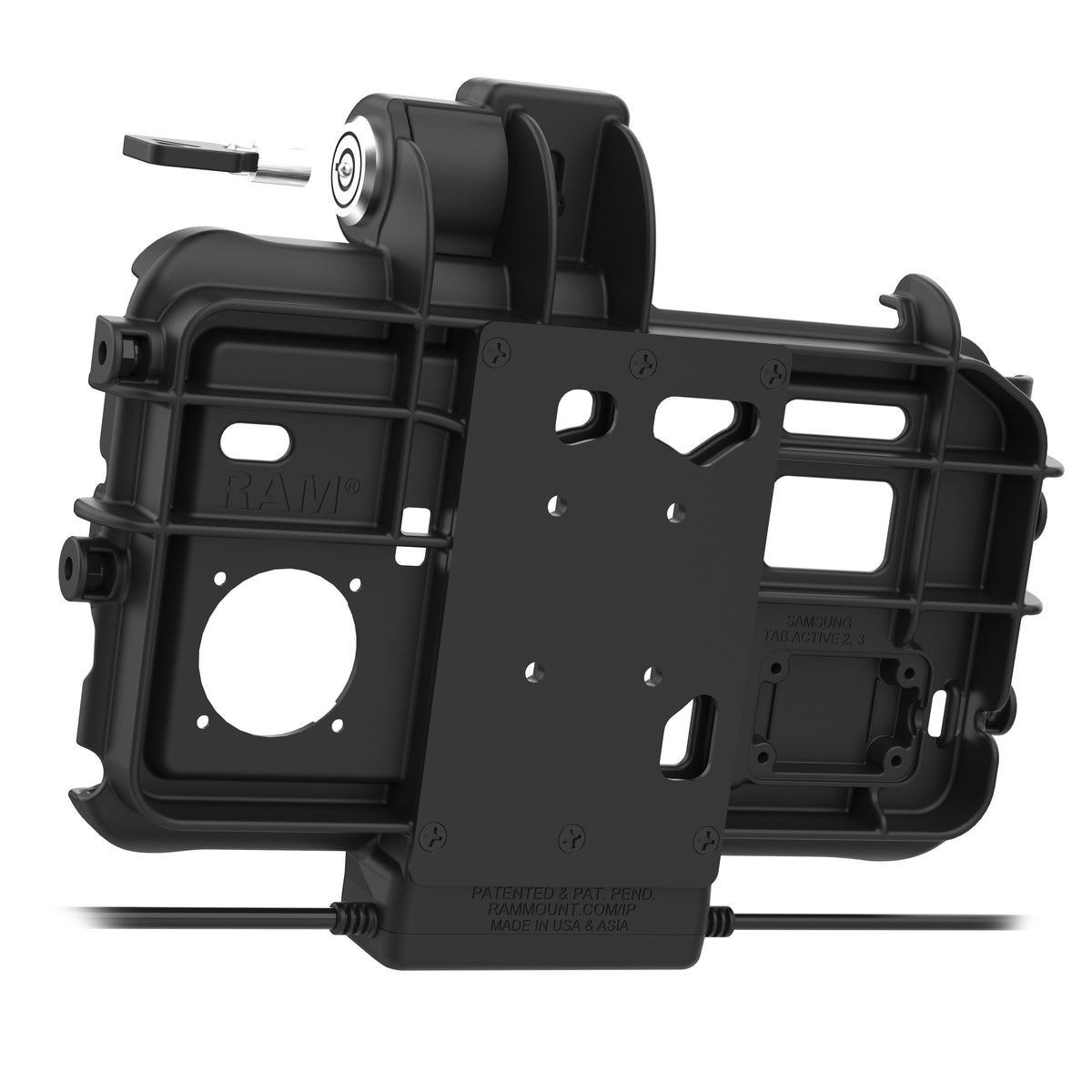 RAM Mounts Locking Thin-Dock Powered Dock + Single USB-A for Samsung Tab Active5 and 3 – detail view
