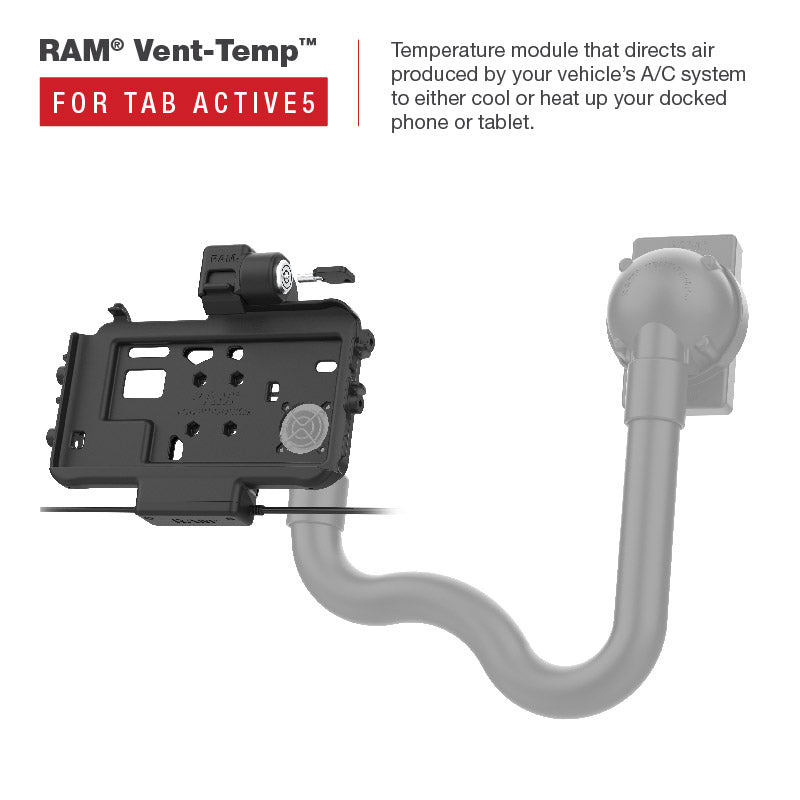 RAM Mounts Locking Thin-Dock Powered Dock + USB-A & RJ45 Data for Samsung Tab Active5 and 3 – another angle