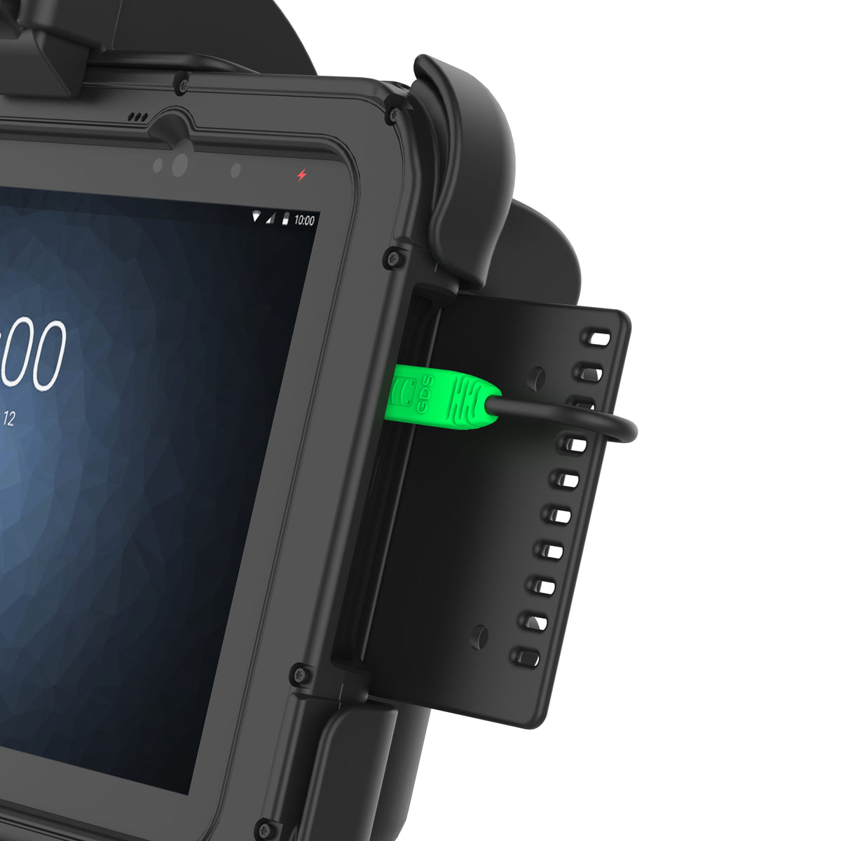 RAM Mounts key-locking GDS power dock with dual USB-A for Zebra ET5x 8.3" and 8.4" rugged tablets – another angle