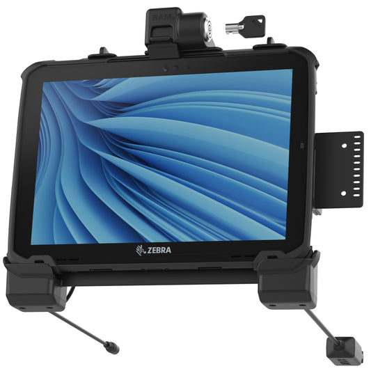 RAM Mounts Key-Locking Power + Dual USB-A Dock for Zebra ET80 and ET85 – main product photo