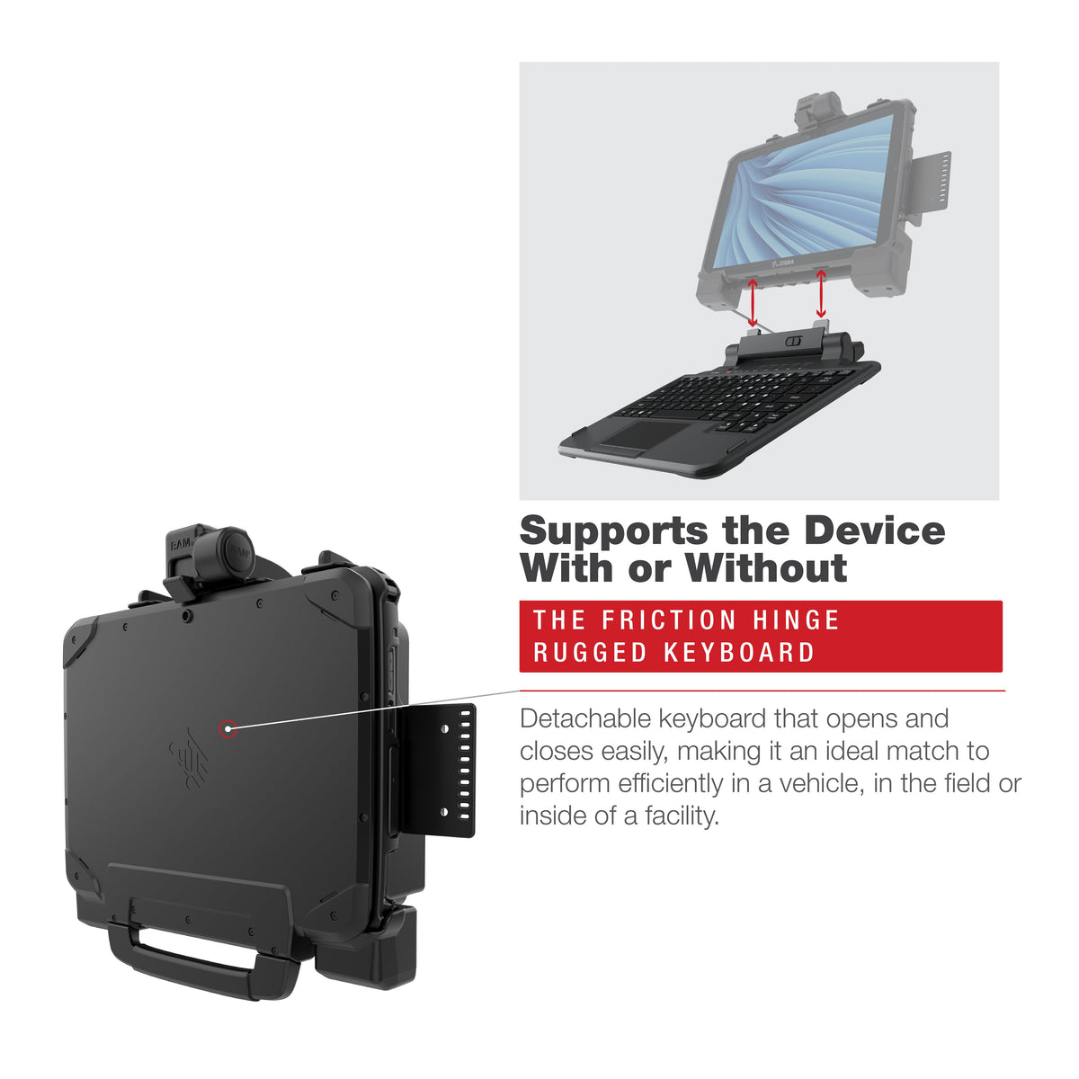 RAM Mounts Powered Dock for Zebra ET80 and ET85 – another angle