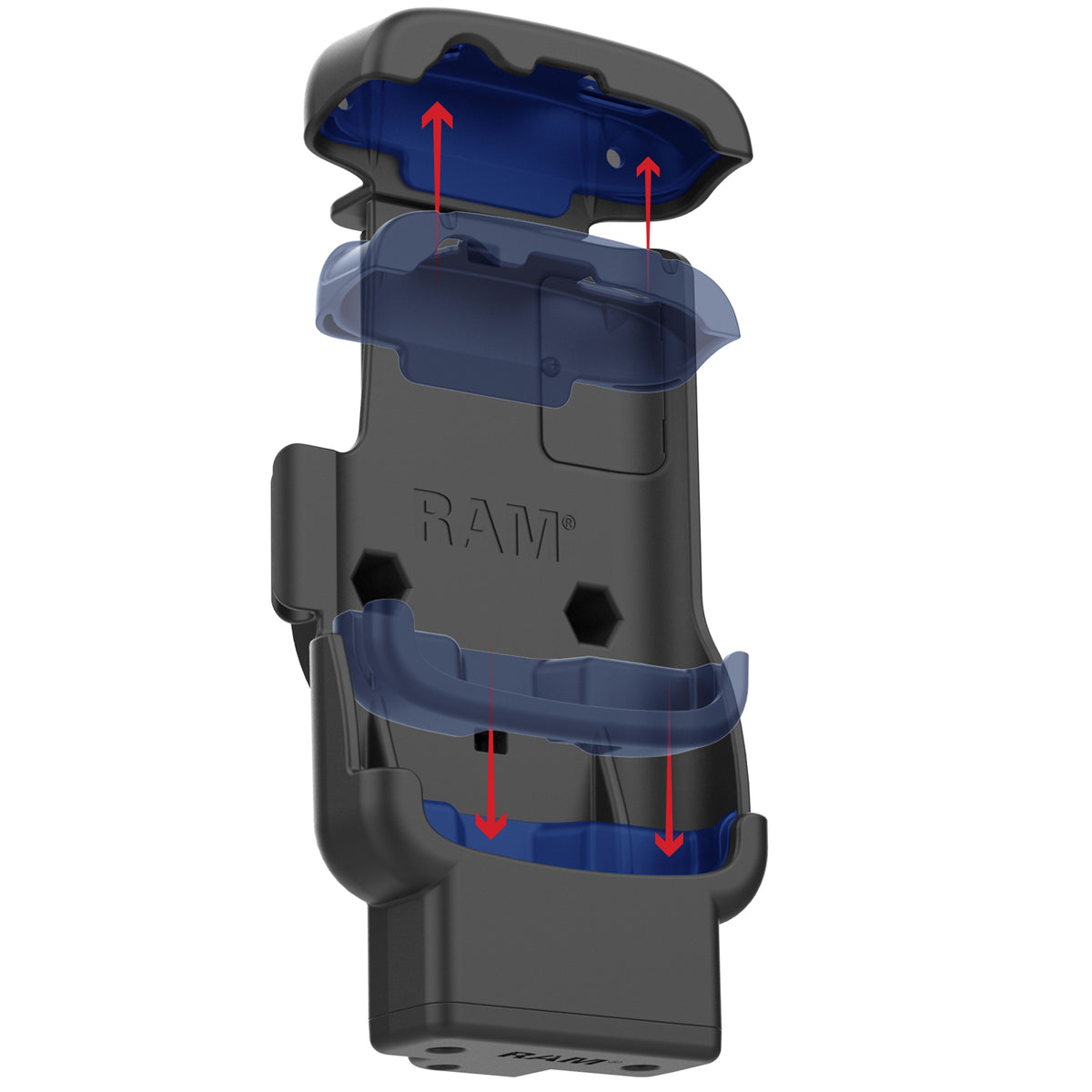 RAM Mounts Key-Locking Form-Fit Powered Dock (USB-A) for Zebra TC22 and TC27 without Rugged Boot – another angle