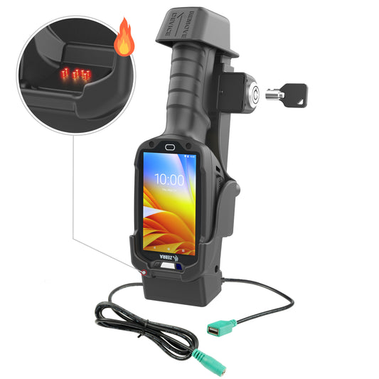 RAM Mounts key-locking Form-Fit powered dock with USB-A and heated pins for Zebra TC8300 – product photo