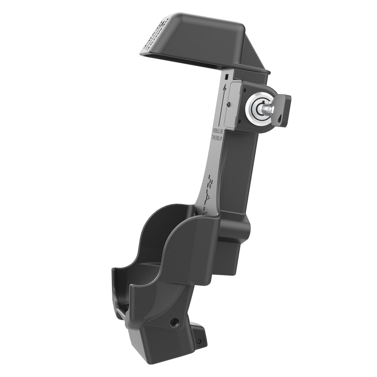RAM Mounts key-locking Form-Fit powered dock with heated pins for Zebra TC8300 – another angle