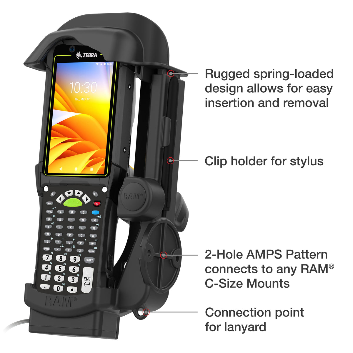 RAM Mounts powered dock for Zebra MC9400 and MC9300 – further product photo