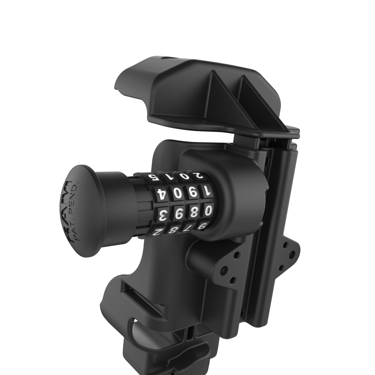 RAM Mounts combination-locking spring-loaded Form-Fit powered dock for Zebra TC70, TC72, TC75 and TC77 – another angle