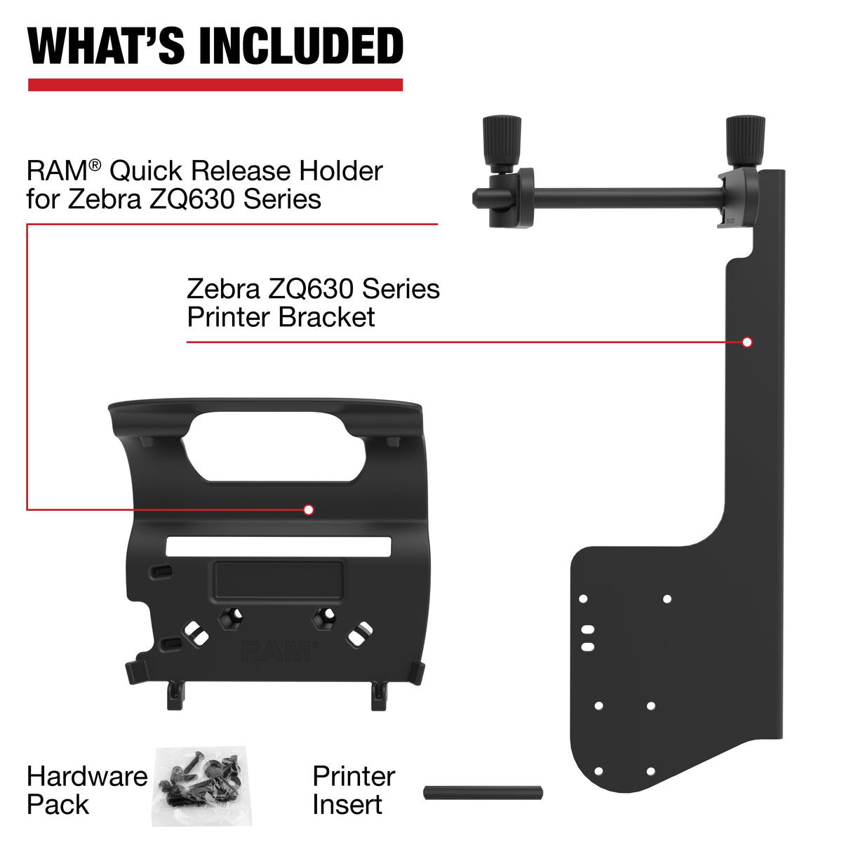 RAM Mounts printer mount with paper feed for Zebra ZQ630 series – another angle