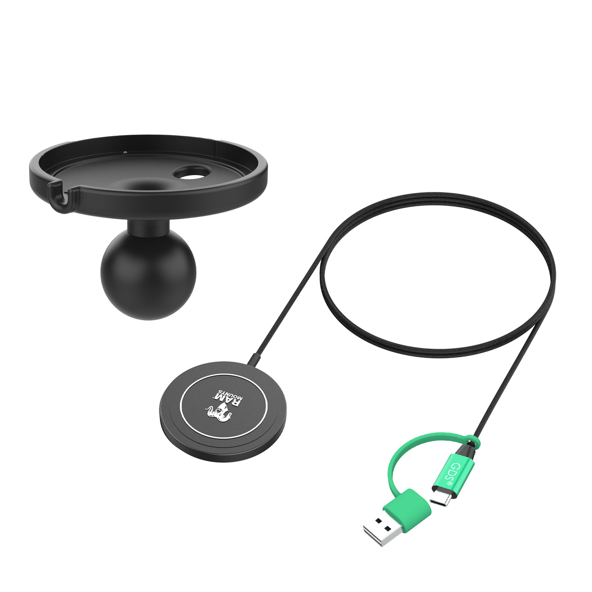 RAM Mounts ball adapter with Qi2 15 W wireless charger for MagSafe iPhones – additional product photo