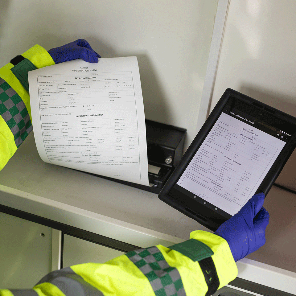 Brother PJ-863 A4 mobile thermal printer – in use