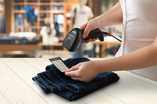 Datalogic QuickScan QD2200 Barcode Scanner in use (QD2220-BKK1)