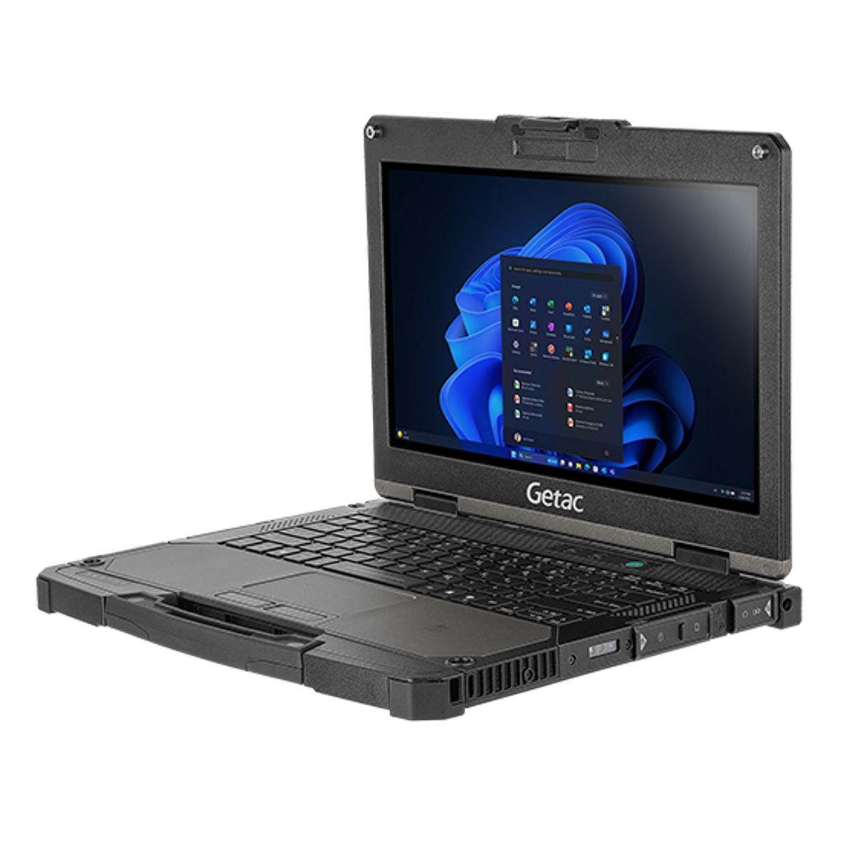 Getac B360 G3 BV1164BNBRGX right three-quarter view with sealed port covers