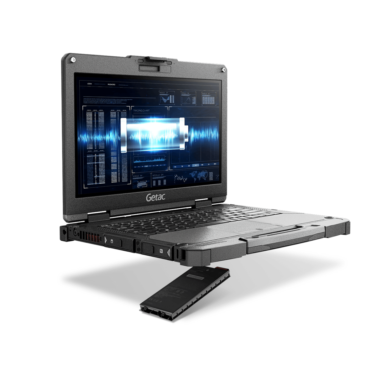 Getac B360 G3 BV3164B4BDGX open with its user-removable SSD canister