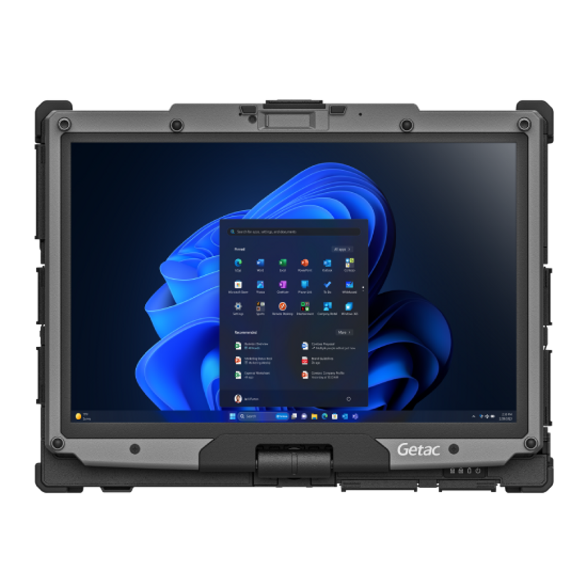 Getac V120 VV416YEMBDBX in tablet mode with the 12.2-inch touchscreen folded over the keyboard