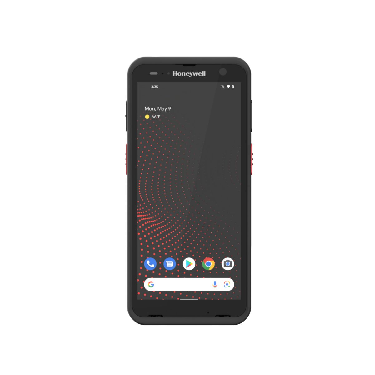 Honeywell CT70 6-inch all-touch Android mobile computer, black, FlexRange 2D imager, 5G + Wi-Fi, RFID, standard battery (CT70-X1R-058CS104G) – front view