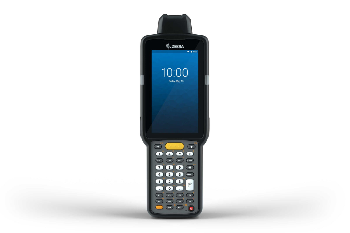 Zebra MC3300x rugged keypad mobile computer, rotating turret head, 38-key function numeric keypad (MC330L-RC3EG4RW) – front view