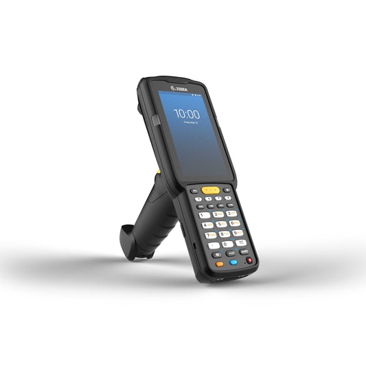 Zebra MC3300x rugged keypad mobile computer, pistol grip, 29-key numeric keypad (MC330L-GE2EG4RW) – angled front view
