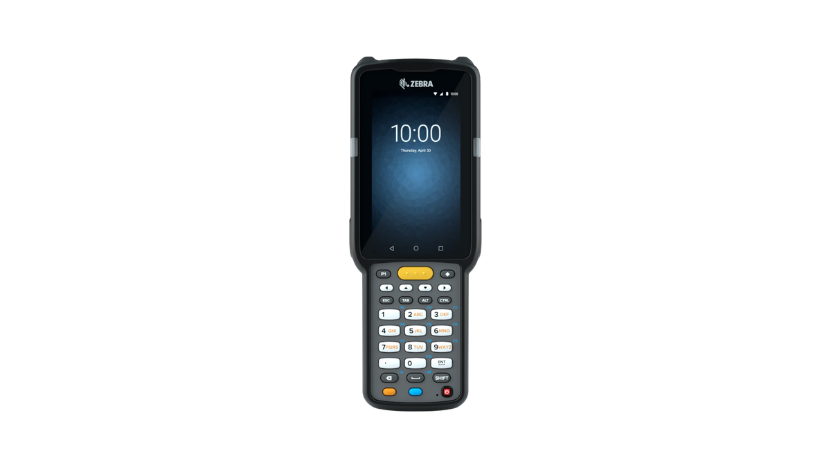 Zebra MC3300x rugged keypad mobile computer, straight shooter, 29-key numeric keypad (MC330L-SG2EG4RW) – front view close-up