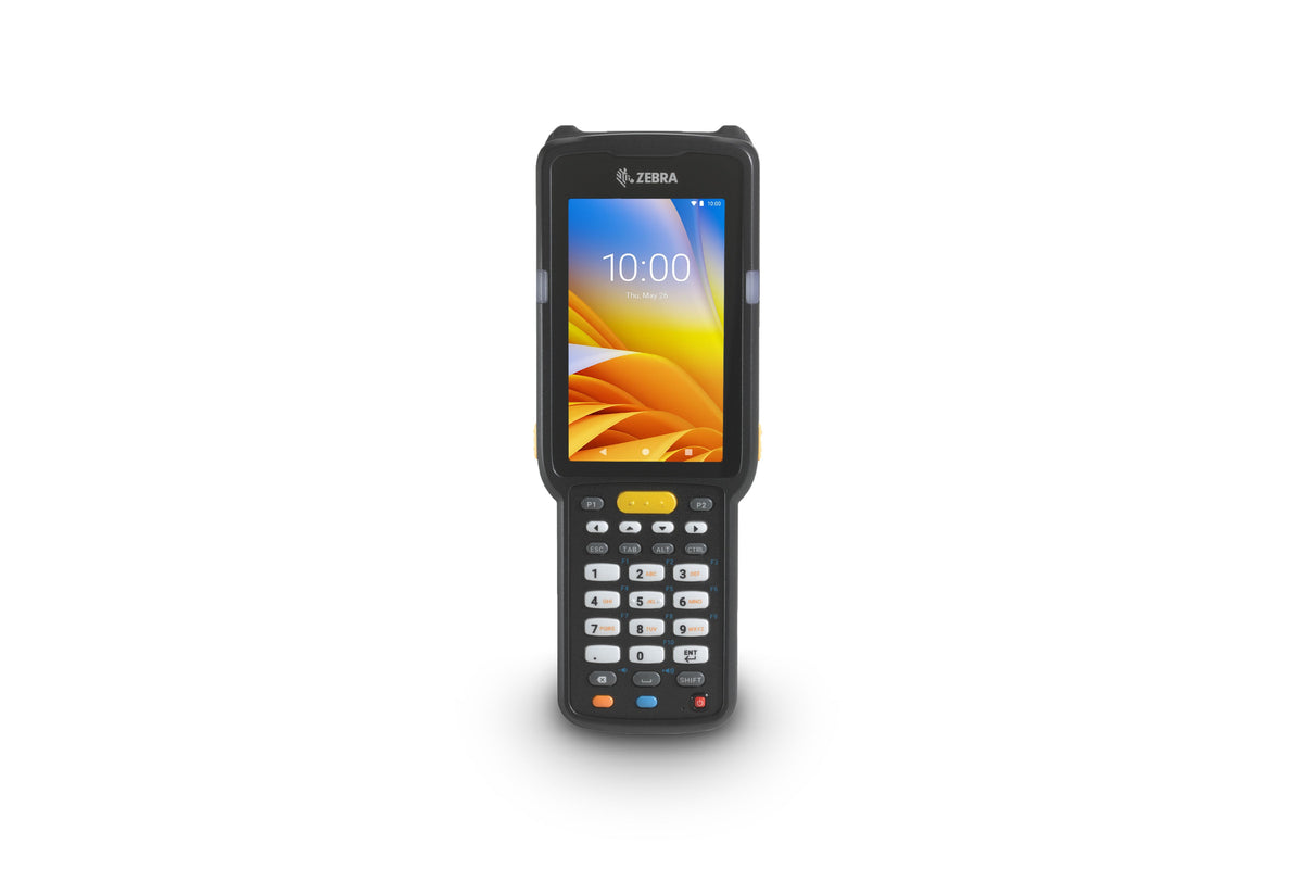 Zebra MC3300x rugged keypad mobile computer, straight shooter, 29-key numeric keypad (MC330L-SC2EG4RW) – front view, earlier screen