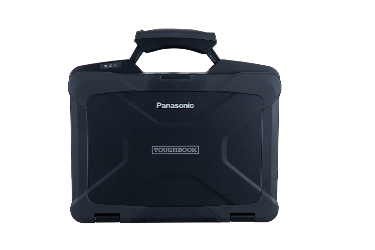 Panasonic TOUGHBOOK 40 mk2 (Nordic keyboard, 4G) closed, IP66 magnesium-alloy rugged chassis with carry handle
