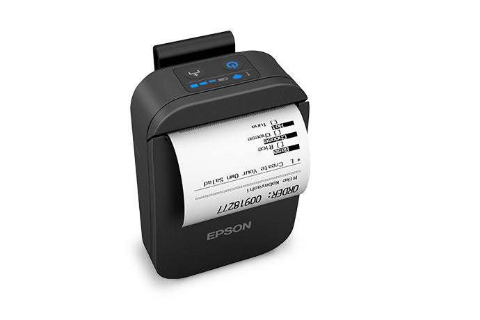 Epson TM-P20II 2-inch mobile receipt printer, Wi-Fi, USB-C, black (C31CJ99112) – on stand with receipt