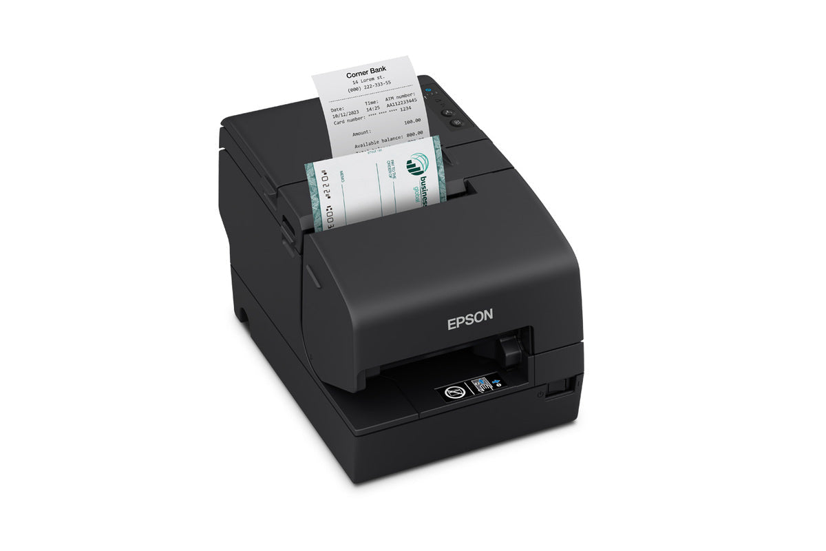 Epson TM-H6000VI hybrid multifunction POS receipt printer, black, serial (C31CL25102) – printing a receipt