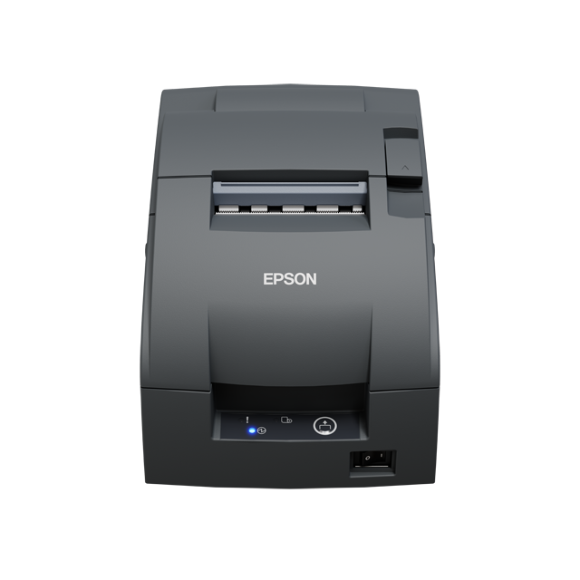 Epson TM-U220IID compact impact dot matrix POS receipt printer, dark grey, serial (C31CL28102F0) – front view