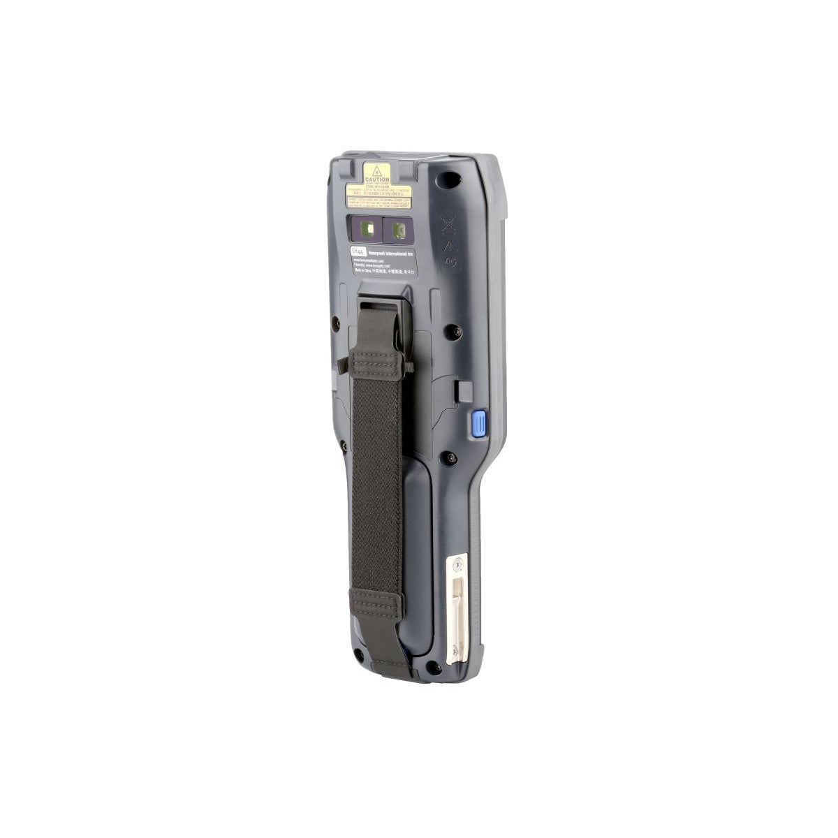Honeywell CK65 rugged Android mobile computer, 38-key numeric-function keypad, EX20 2D imager, Wi-Fi only (CK65-L0N-DMC210E) – back view with hand strap