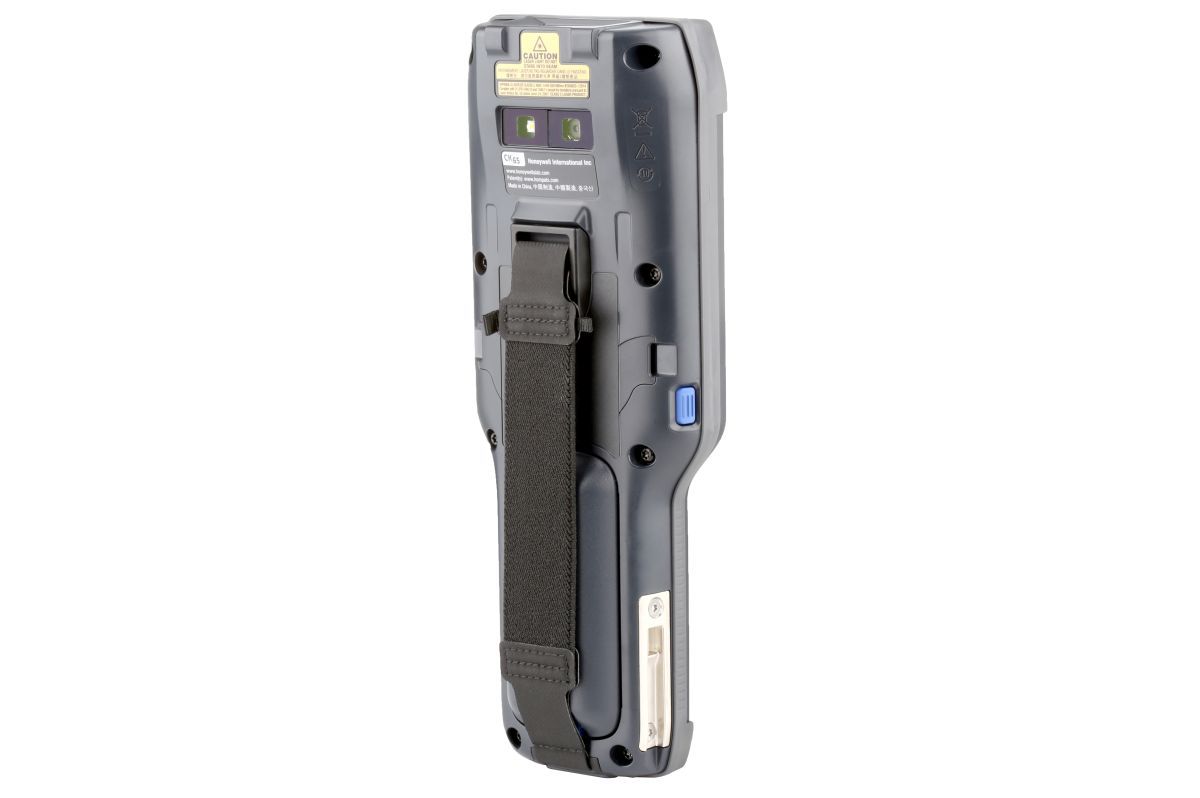 Honeywell CK65 rugged Android mobile computer, 51-key alphanumeric keypad, EX20 2D imager, Wi-Fi only (CK65-L0N-BMC210E) – back view with hand strap
