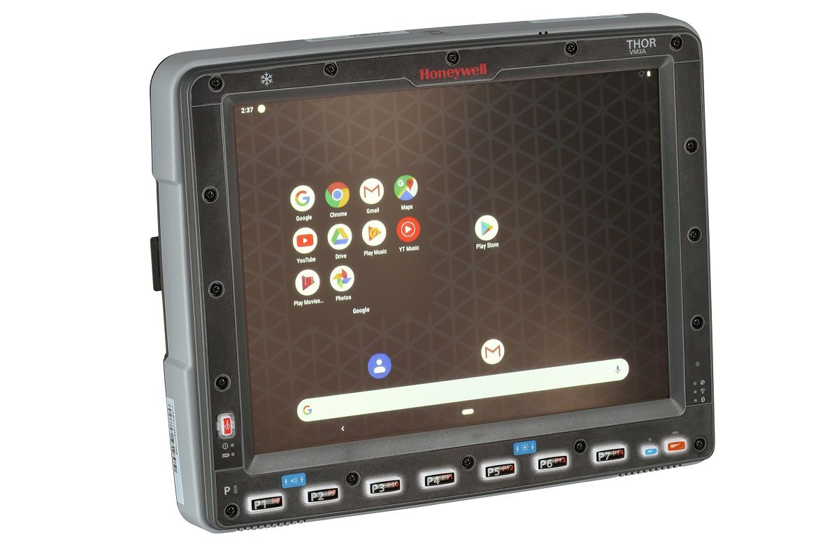 Honeywell Thor VM3A 12.1" Android vehicle-mount computer, cold storage, resistive touch (VM3A-L0N-1A2A20E) – angled view
