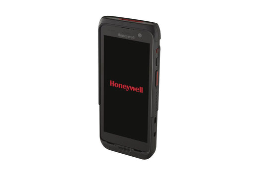 Honeywell CT47 5.5-inch all-touch Android mobile computer, black, extended-range 2D imager, 5G + Wi-Fi, 8 GB / 128 GB, ATEX Zone 2/22 (CT47-X1N-5ED1E1G) – angled view