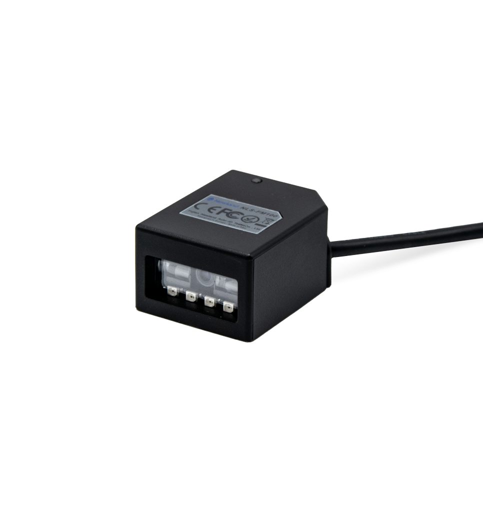 Newland FM100 fixed-mount 1D CCD scanner with 2 m USB extension cable (NLS-FM100GD-U) – 3/4 view with attached cable