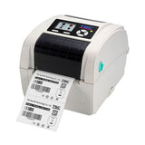 TSC TC210 4-inch thermal transfer desktop label printer, 203 dpi, colour display, USB + RS-232 + Ethernet, beige (99-059A009-1002) – front view