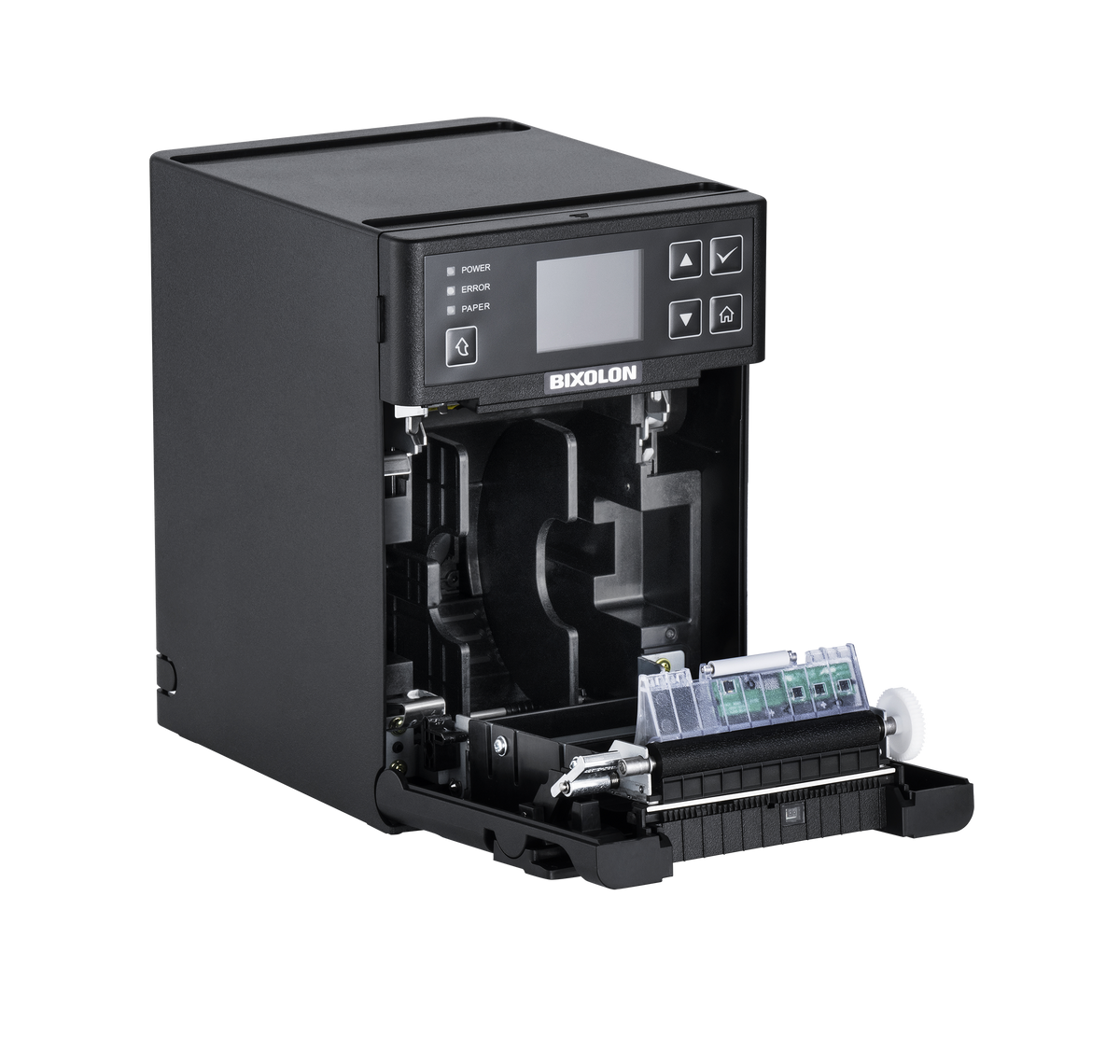 BIXOLON SRP-S300II 3-inch receipt printer, black (SRP-S300IIWDAK/BEG) – open paper compartment