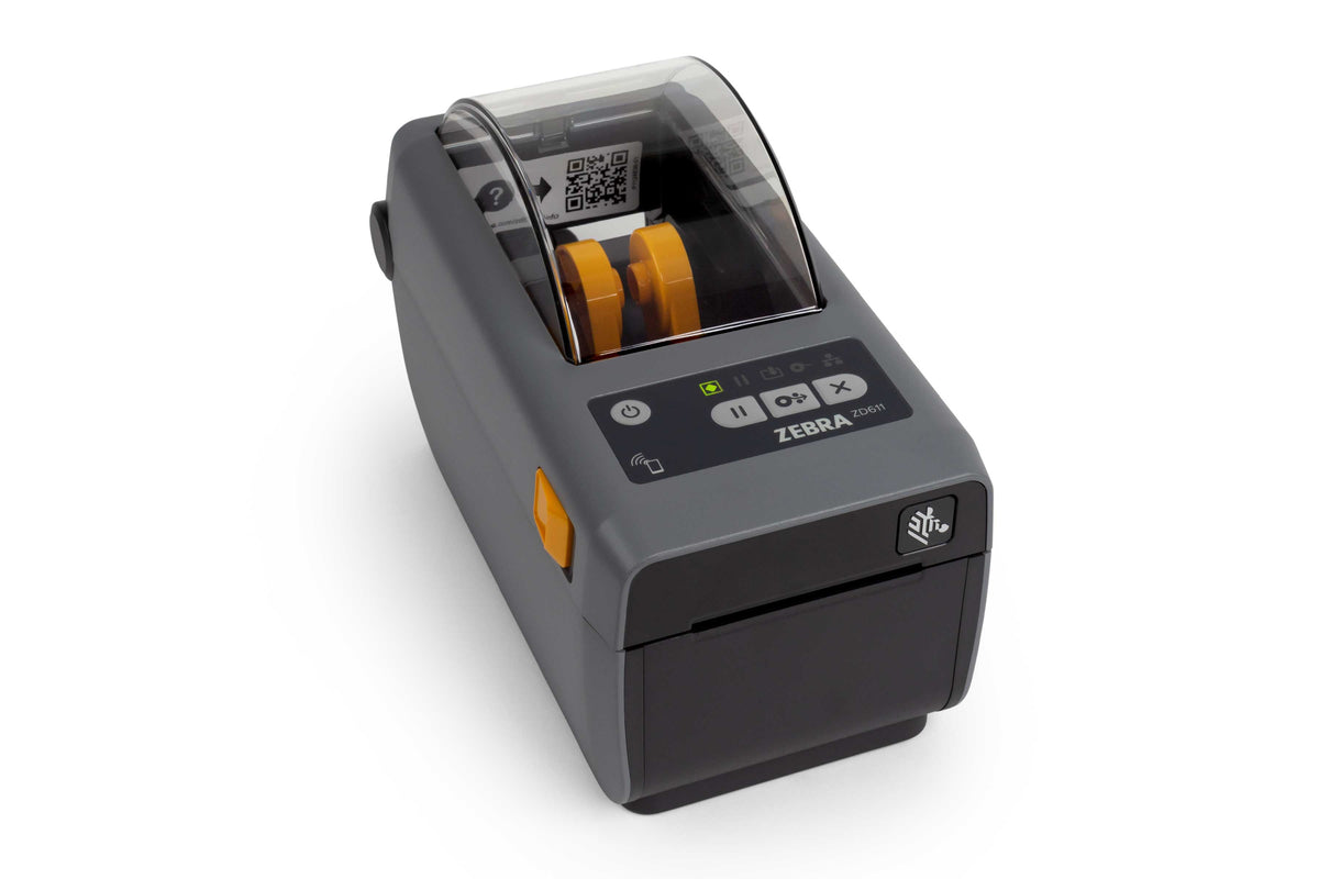 Zebra ZD611d 2-inch direct thermal desktop label printer, dark grey, 203 dpi, linerless cutter, USB + Ethernet (ZD6A022-D4EE00EZ) – right view