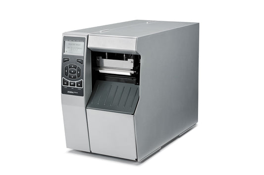 Zebra ZT510 industrial label printer, multi-line LCD, tear-off, 300 dpi, thermal transfer (ZT51043-T0EC000Z) – left angled front view