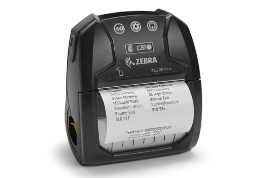 Zebra ZQ220 Plus mobile receipt printer, black, Bluetooth (ZQ22-B16B1KE-00) – printing a label