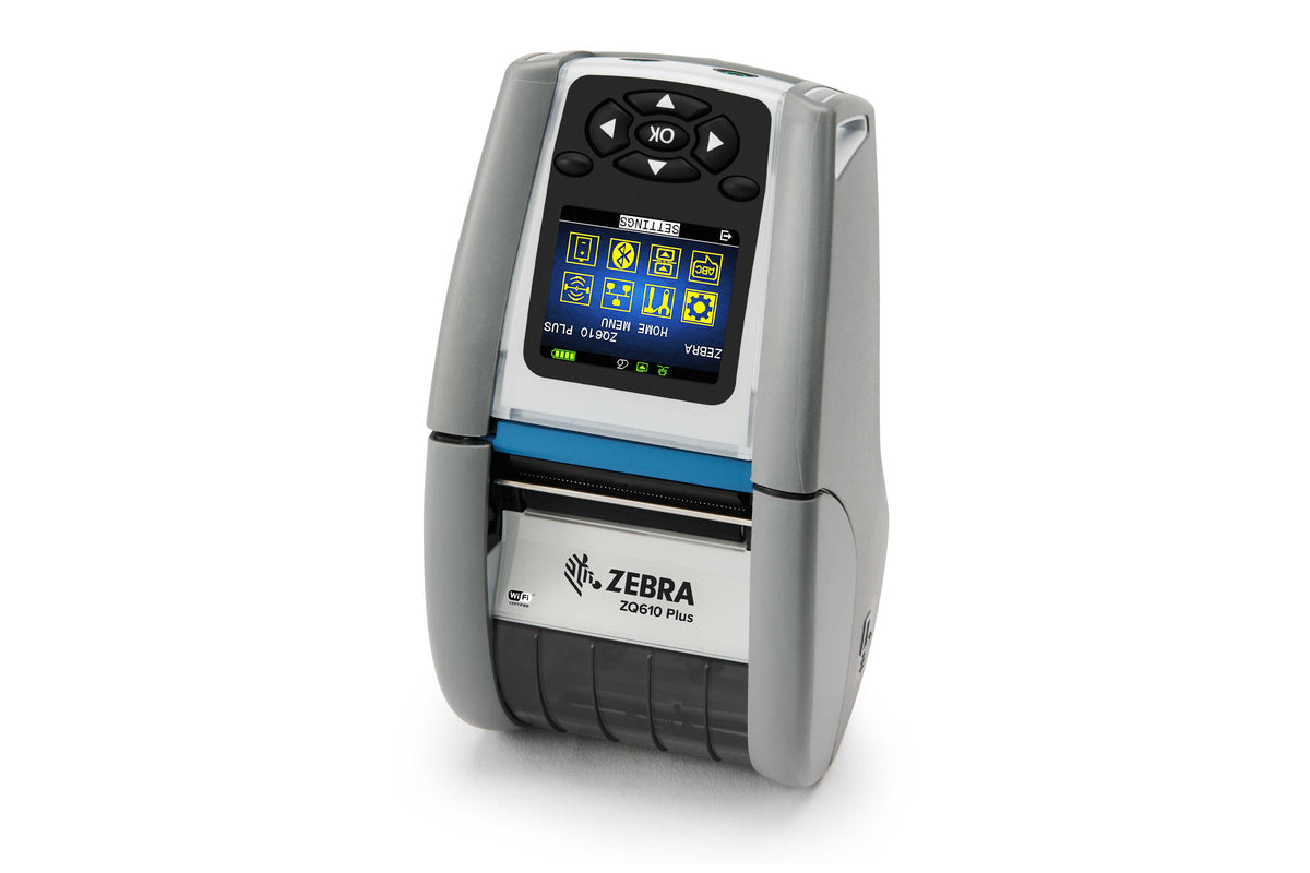 Zebra ZQ610 Plus Healthcare mobile receipt and label printer, white, Bluetooth (ZQ61-HUFAE04-00) – 3/4 view