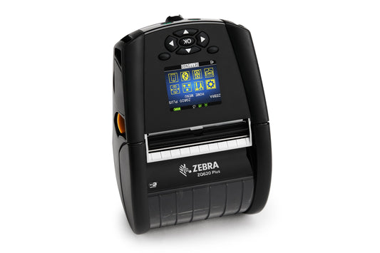 Zebra ZQ620 Plus mobile receipt and label printer, black, Wi-Fi 6 + Bluetooth (ZQ62-AUXAE14-00) – front view
