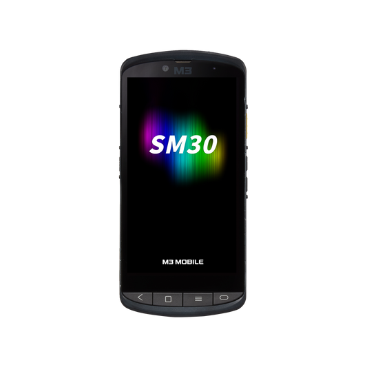M3 Mobile SM30 rugged Android full-touch mobile computer, 5.5" display, SE4770 2D imager, Wi-Fi 6E (SM300E-U2CFSS-HF) – front view